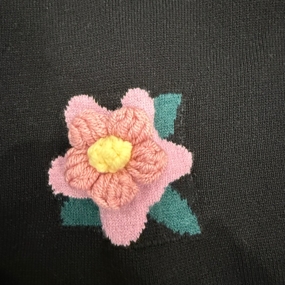 Nanette Lepore black sweater with 3-D flowers - Picture 4 of 5